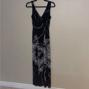 Milano Womens Medium Black and Light Grey/White Maxi Dress